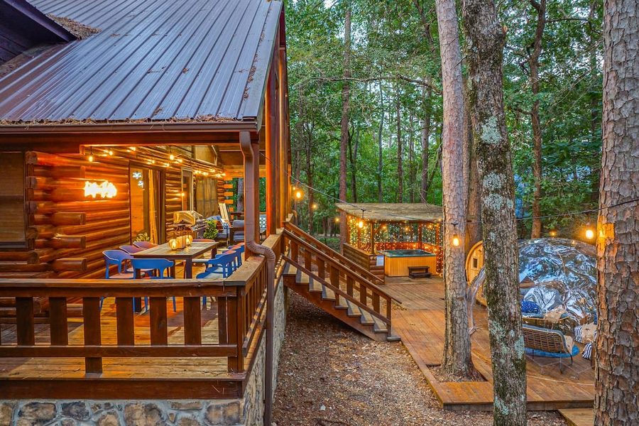 Cabin exterior in forest
