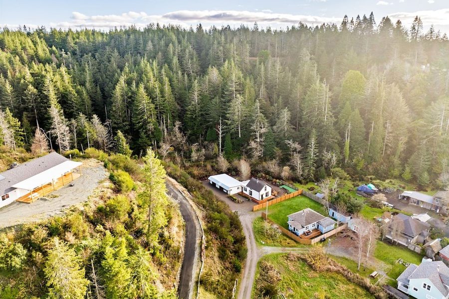 Aerial view of property structures